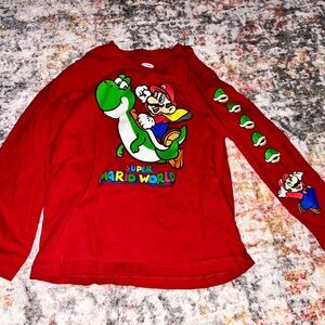 Super Mario World Kids Red Long Sleeve Shirt